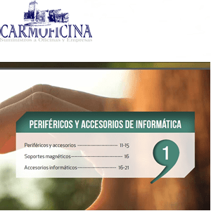 Cabecera de las distintas secciones del catálogo DE Carmoficina. Esta es 01 Informática.