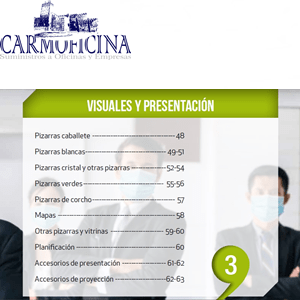 Cabecera de las distintas secciones del catálogo. Esta es 03 Visual y Productos de representación.