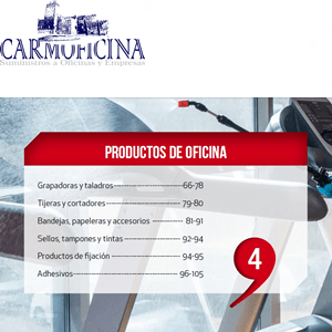 Cabecera de las distintas secciones del catálogo. Esta es 04 Productos de Oficina