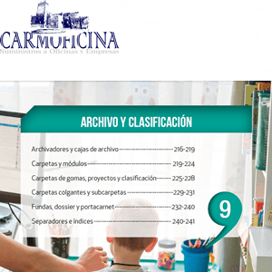 Cabecera del catálogo de Carmoficina 09 Archivo y clasificación.