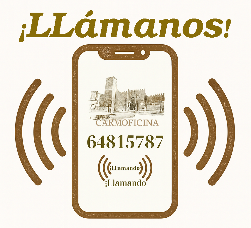Teléfono móvil con código QR y señal de llamada, acompañado del texto ¡LLámanos!